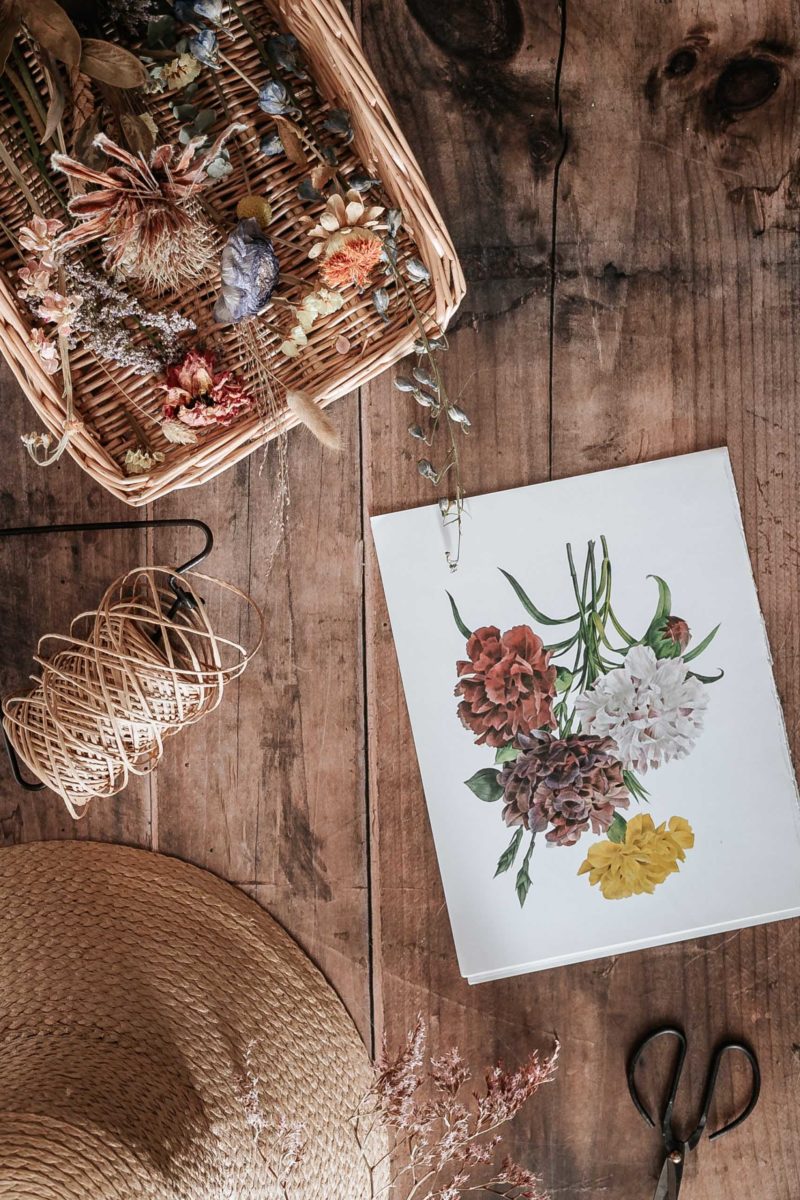 twine, flowers, basket